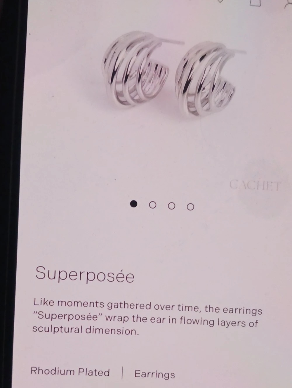 CACHET Superposée Silver Rhodium Earrings
